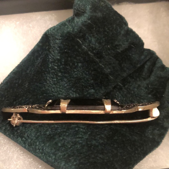 Vintage Sterling Marcasite & Onyx Pin (Broach) - Picture 7 of 7